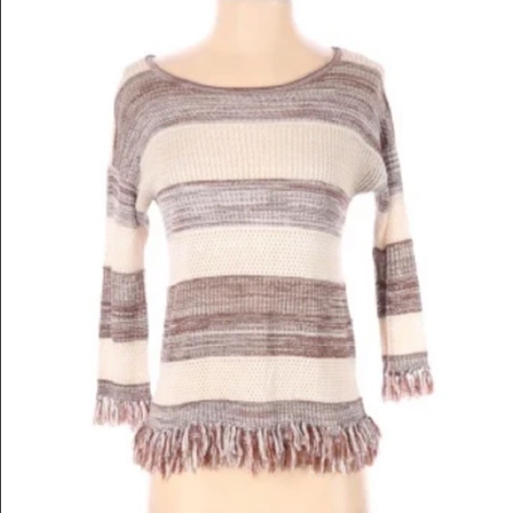 White House Black Market Fringe Rayon Stripe Top